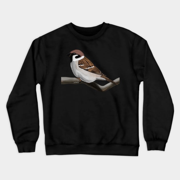 Sparrow Bird Illustration Crewneck Sweatshirt by jzbirds